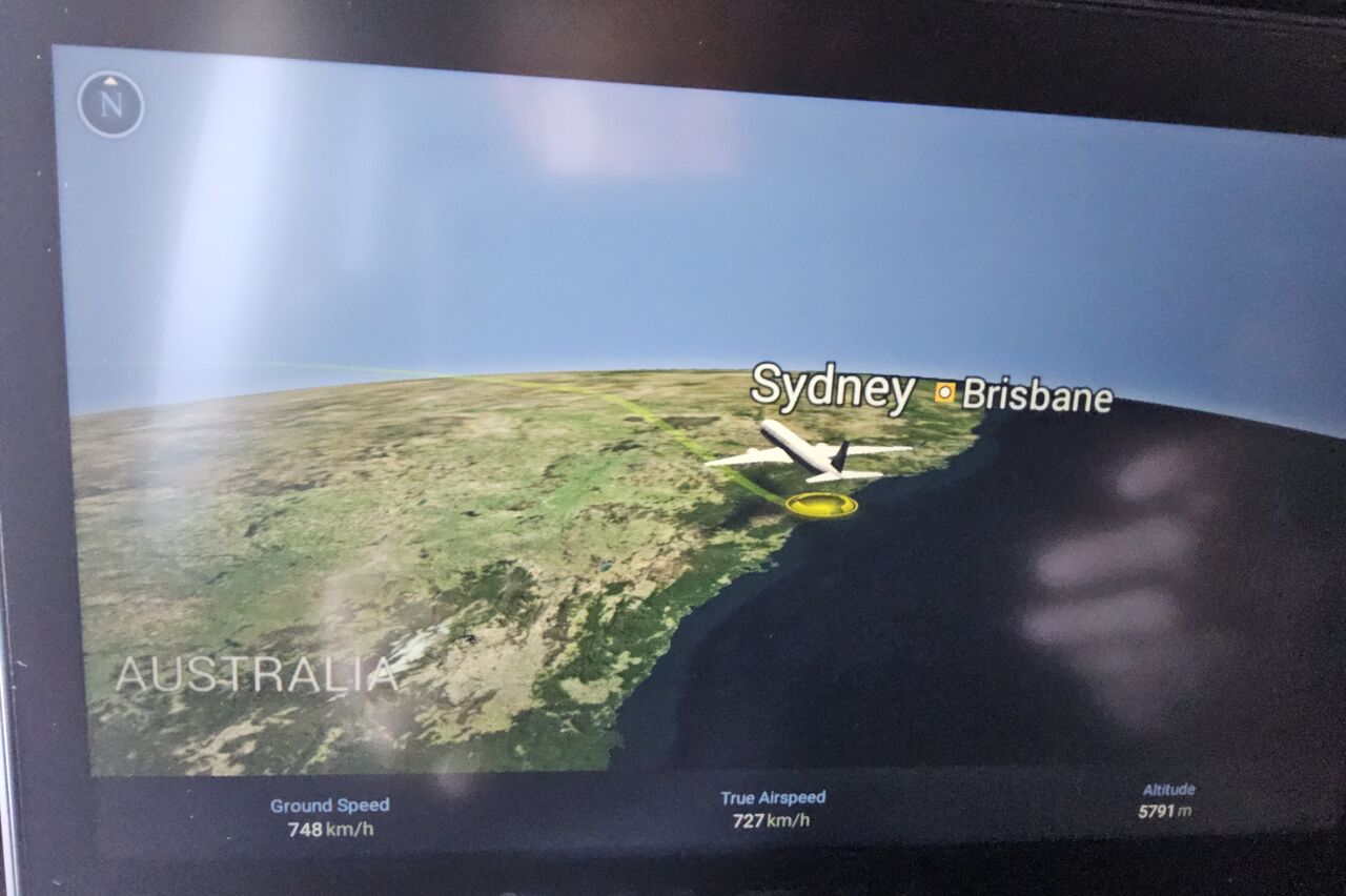 das erste Teilstück ist 8h von Sydney nach Singapur