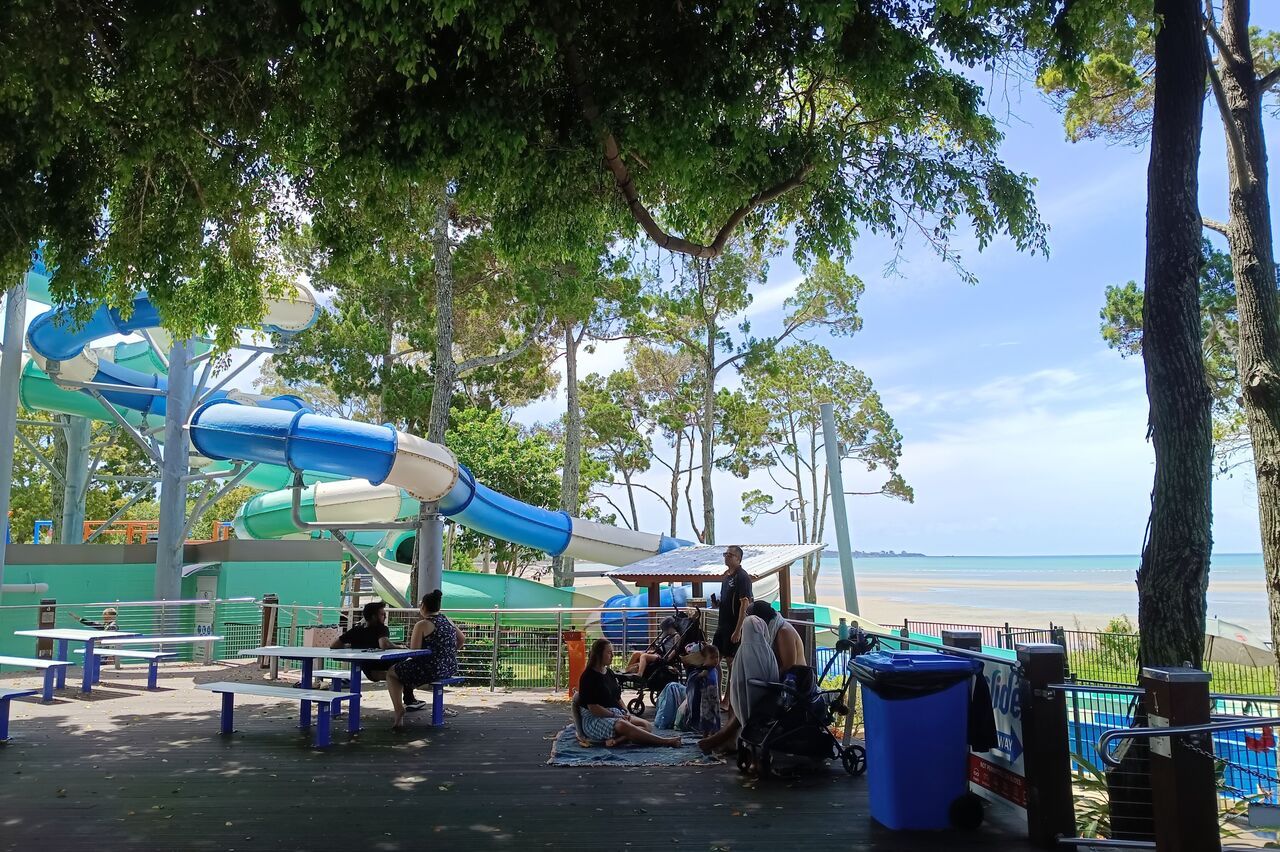 der Wasserpark vorm Campingplatz